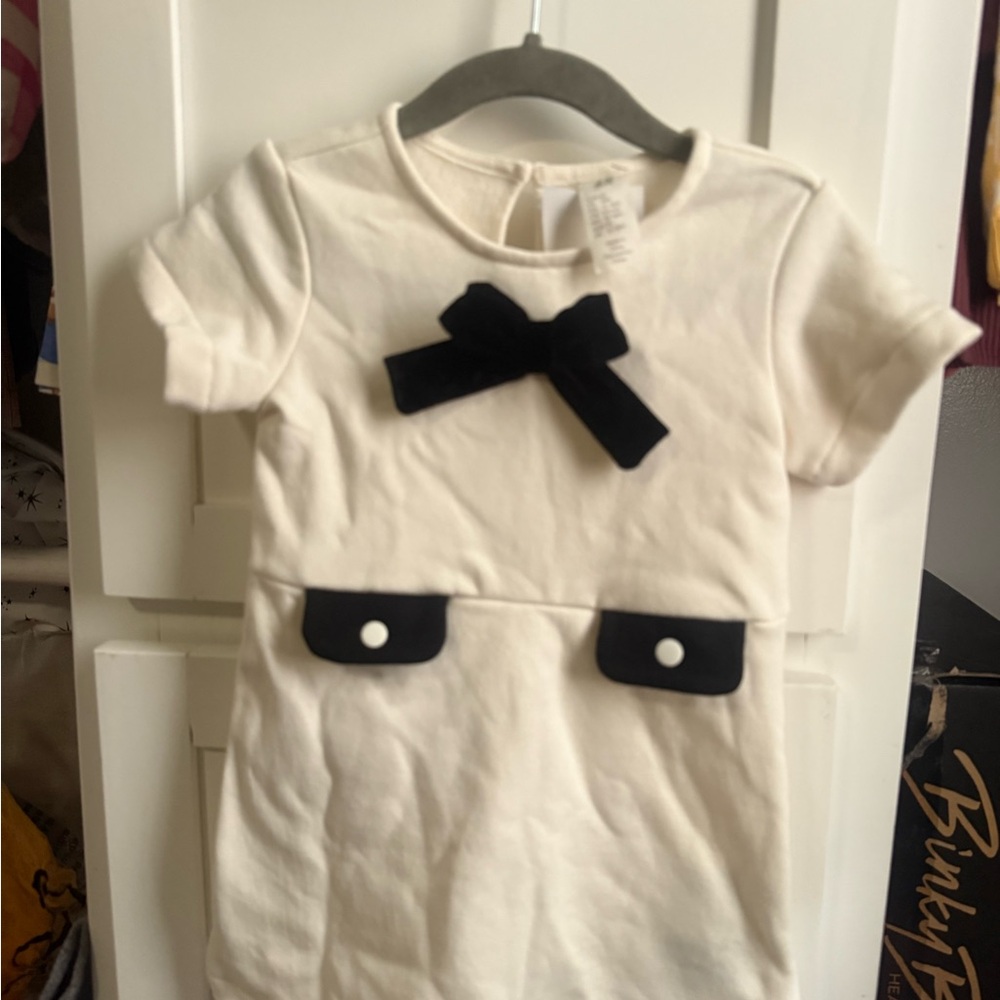 H&M Cream and Black Bow Dress 12-18m